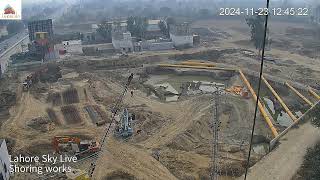 LIVE  Shoring Works  Construction Stream Lahore Sky By OZ Developers [upl. by Sirapal666]