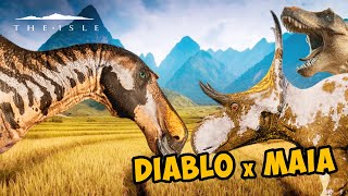 REX APARECEU E DIABLO VS 7 MAIASAURA the isle evrima jogos deinosuchus dino theisle game [upl. by Kauffman]