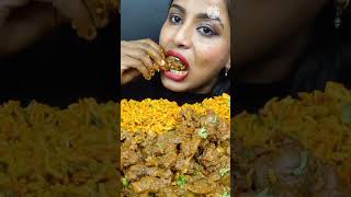 ashifa asmr eating spicy mutton bhuna masala chicken curry hyderabadi biryani chicken lollipop asmr [upl. by Ahsenet]