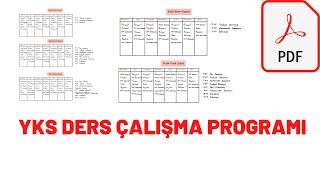 YKS Ders Çalışma Programı  PDF yks dersçalışma dersprogramı [upl. by Ylrehc]