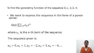 Find the generating function of the sequence 0 1 2 3 4 DMGT [upl. by Tuddor]