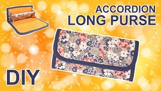 DIY Fabric long Wallet  플라워 패턴의 지갑 만들기  How to sew accordion purse wallet sewingtimes [upl. by Nhepets600]