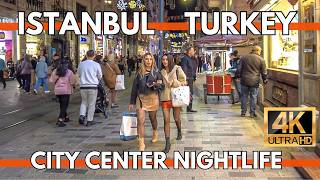 ISTANBUL TURKEY CITY CENTER NIGHTLIFE AROUND ISTIKLAL STREETGALATA TOWER 4K WALKING TOUR VIDEO UHD [upl. by Heron512]