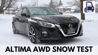 2019 Nissan Altima All Wheel Drive AWD Snow Test Drive and Review [upl. by Eudora]