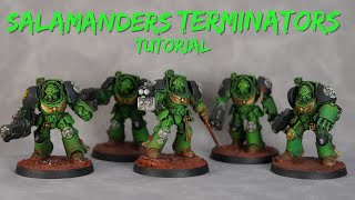 How To Paint Salamanders Terminators Grimdark Style [upl. by Ralyks]