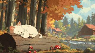 Cozy Sleepy Cat by the River  Relaxing Autumn Ambience Music [upl. by Aicinat]