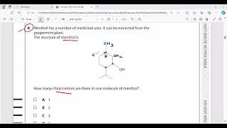 How many Chiral Centers in one molecule of Menthol Chiral Carbon Past Paper Questions [upl. by Grew]