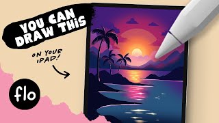 You Can Draw This Sunset Beach Landscape in PROCREATE  Step by Step Procreate Tutorial [upl. by Bazluke973]