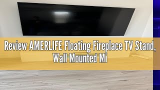 Review AMERLIFE Floating Fireplace TV Stand Wall Mounted Mirrored Entertainment Center with 40quot Ele [upl. by Broeker]