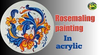 Rosemaling painting  how to do Rosemaling painting step by step [upl. by Borras]