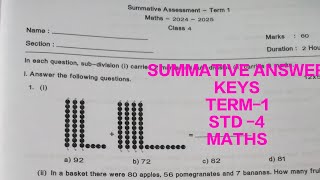 QUARTERLY EXAM SUMMATIVE ASSESSMENT QUESTIONS AND ANSWERS TERM1STD4MATHS [upl. by Greeley]