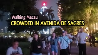 AVENIDA de SAGRES MACAUTourist visiting Macau to watch the Fireworks [upl. by Nylazor]