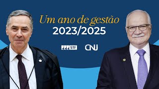 Biênio 20232025 1 ano de gestão  ministros Luís Roberto Barroso e Edson Fachin no STF [upl. by Oshinski]