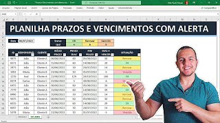 Como Fazer Planilha no Excel com Prazos e Vencimentos com Alertas  Baixar Grátis [upl. by Nonah868]