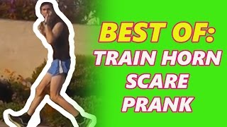 BEST OF TRAIN HORN SCARE PRANK VIDEO  Ryan Lewis Pranks [upl. by Alohs]