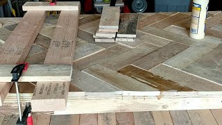 Pallet Wood Bar Part 3  Shelf And Herringbone Top [upl. by Dolores]