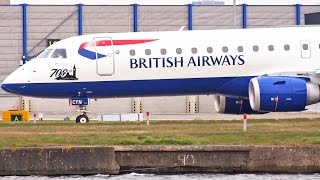 BA CityFlyer Embraer E190 700th EJet GLCYN Taxi and Take Off London City Airport 1080p HD [upl. by Oswal507]