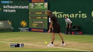 Zverev Hits Aerial Hot Shot At Halle 2016 [upl. by Norrag]