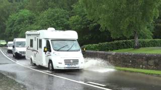 Vehicles Driving Through Flooding A93 Road Perthshire Scotland [upl. by Noxas]