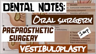 VESTIBULOPLASTY II PREPROSTHETIC SURGERY II ORAL SURGERY II TYPES AND TECHNIQUES II imp [upl. by Amled]