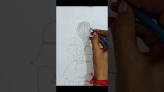 How to Draw a Backside Girl Braided Hairstyles Drawing pencil sketch for beginner👍😊by Subhi jaiswal [upl. by Richart688]