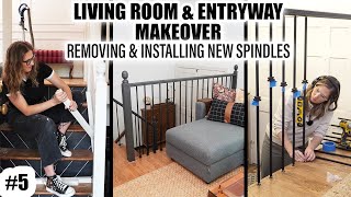 Installing New Spindles to Open Up My Split Level Entryway Living Room amp Entryway Makeover PT5 [upl. by Hershell]