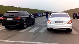 Bmw X5 M 50D vs Mercedes 63 AMG dragracing [upl. by Adnauq360]