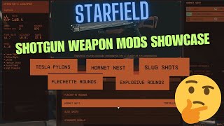 Starfield Shotgun Weapon Mods Comparison Flechette Rounds vs Slugs vs Explosive vs Tesla vs Hornet [upl. by Cadmarr753]