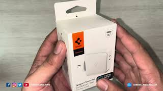 Spigen PE2007 70W GaN Dual Port Fast iPhone Wall Charger  4k Unboxing [upl. by Hepsiba]