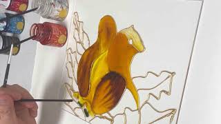 GLASS PAINTING LESSON  LOOK AT THIS SQUIRREL with Pebeo Waterbased Colors الرسم على الزجاج ـ [upl. by Helfant]