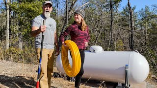 Installing Propane Tank 500 gallon Propane tank and Poly gas line HomeFlex Poly Gas Line kit [upl. by Anselm]