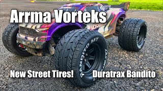 Arrma Vorteks 4x4 BLX Street Tires Duratrax Bandito [upl. by Liana542]