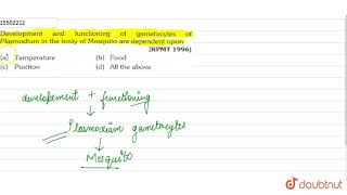 Development and functioning of gametocytes of Plasmodium in the body of Mosquito are dependent upon [upl. by Hephzibah]