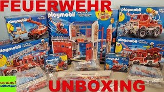 Playmobil Feuerwehr unboxing alles Sets seratus1 unboxing Rüstfahrzeug Feuerwache [upl. by Clair]