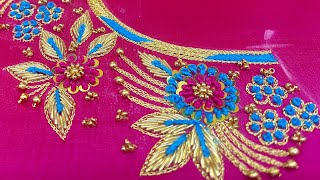 Zardosi work tutorial video for beginners ❤️Aari work tutorial video for beginner maggamwork👌 [upl. by Tirza791]