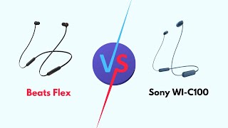 Beats Flex Vs Sony WIC100 Specs Battery Life Sound Quality Comfort And Fit ANC Better [upl. by Douville463]