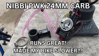 PWK CARB MADE MY TILLOTSON 223 STROKER SLOWER Nibbi PWK 24mm install and test ride [upl. by Akcire]