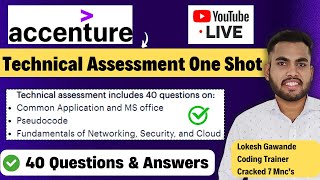 Accenture Technical Assessment 2024  One Shot  40 Questions amp Answers PseudocodeCloud MSOffice [upl. by Ellerrehc]