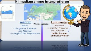 Klimadiagramm interpretieren  kontinental vs maritim [upl. by Atteiluj]