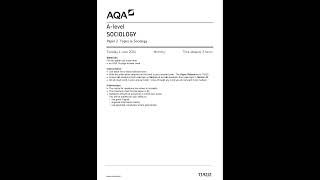 AQA A Level Sociology Question Paper 2 2024 7192 2 Topics In Sociology [upl. by Metts]