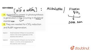 A  Assimilatory power in photosynthesis is generated in ETS occuring in thylakoid [upl. by Annaehs]