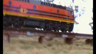 Genesee and Wyoming 2214 Locomotive Crossing Mambray Creek Australia [upl. by Ennovahc]