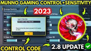 🔥2023 MUNNO Gaming New 28 Sensitivity Settings Munno Gaming Control Code  PUBG MOBILE [upl. by Urbannai]