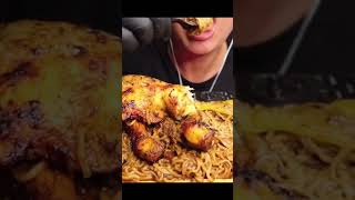 SOYA SOSLU MAKARNA 🍝 KIZARMIŞ TAVUK MUKBANG ASMR asmr viralvideo soya soslumakarna food [upl. by Prior]