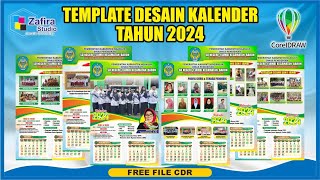 TEMPLATE KALENDER 2024  KALENDER 2 BULANAN  FREE DOWNLOAD CDR  ZAFIRA STUDIO  COREL DRAW [upl. by Derte]