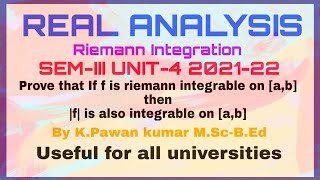 If f is riemann integrable on ab then f is also riemann integrable on ab Real AnalysisOU [upl. by Dugald1]