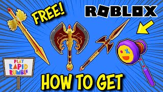 FREE ITEMS How To Get ROYAL SPEAR SWORD AXE amp RAPID RUMBLE HAMMER  Roblox FreshCut Gaming UGC [upl. by Kendall255]