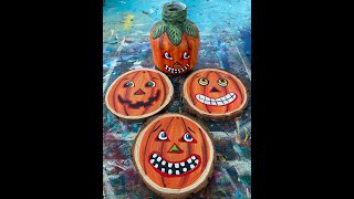 Painting vintage pumpkins in Acrylics [upl. by Yknip]