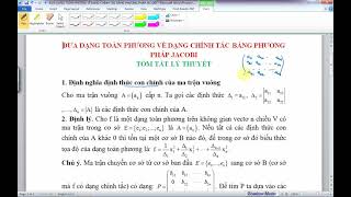 Đưa dạng toàn phương về dạng chính tắc bằng phương pháp Jacobi [upl. by Shippee]