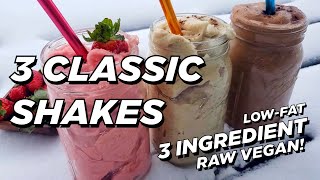 3 Classic Raw Vegan Ice Cream Shakes  Chocolate Vanilla Strawberry  Quick amp Easy Healthy Recipes [upl. by Suixela248]